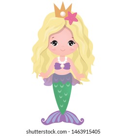 Mermaid vector cartoon illustration. Sea princess.
