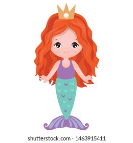 Mermaid vector cartoon illustration. Sea princess.