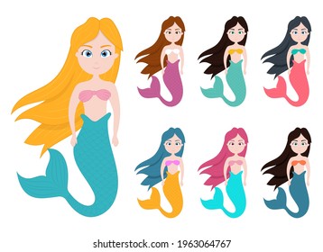 Mermaid vector design illustration isolated on white background