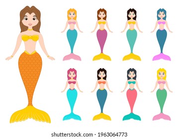 Mermaid vector design illustration isolated on white background