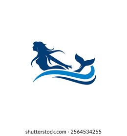 Mermaid vector design template. Sea and ocean logo design.