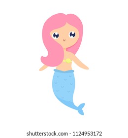 Mermaid vector flat illustration.