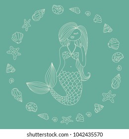 Mermaid vector hand drawn illustration. Good for greeting cards, invitations, posters etc.
