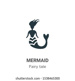 Mermaid vector icon on white background. Flat vector mermaid icon symbol sign from modern fairy tale collection for mobile concept and web apps design.