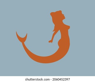 Mermaid. Vector icon in orange.