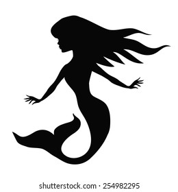 Mermaid Siren Silhouette Ancient Mythology Fantasy Stock Vector ...