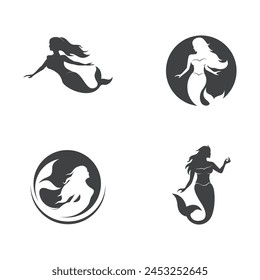 Plantilla de diseño de Ilustración vectorial de sirena