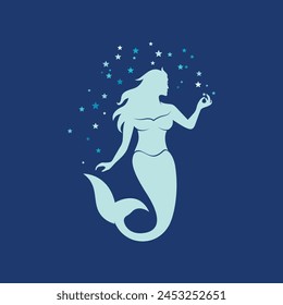 Plantilla de diseño de Ilustración vectorial de sirena