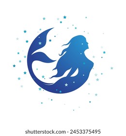 Mermaid vector illustration design template