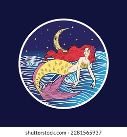 mermaid vector illustration with japanese theme