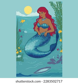 mermaid, vector illustration, mermaid princess