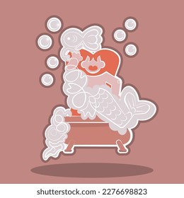 Mermaid, vector image, logo, clipart. Mermaid in the bathroom