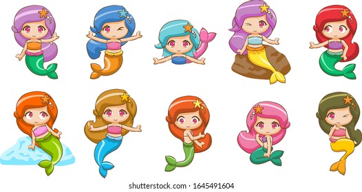 Mermaid vector set collection graphic clipart design