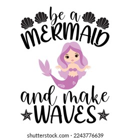 Mermaid Vector Shell Vector Be Mermaid Sublimation to create cutouts for scrapbooking paper crafts greeting cards Pillow 