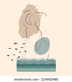 Mermaid warsaw on line art style