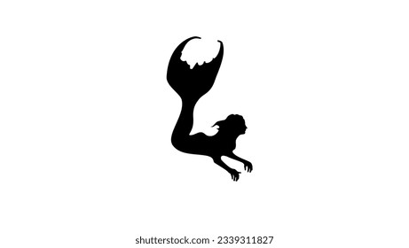 mermaid in water, silhouette, high quality vector