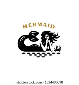 Mermaid. Woman with a fish tail. Vector illustrations.