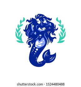 Mermaid. Woman with a fish tail. Vector illustrations.