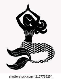 mermaid yoga vector for print