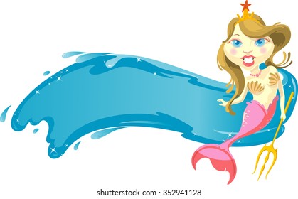 Mermaid's Banner-Royal Fish folk controlling bodies of sea water forming a banner for your text