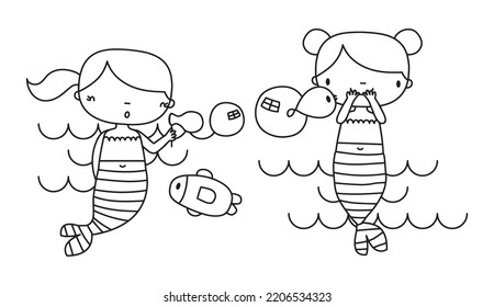 Mermaids Blowing Bubbles Vector Illustration Stock Vector (Royalty Free ...