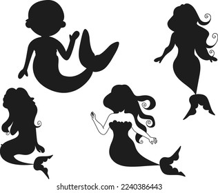 
Mermaids isolated vector templates Silhouettes