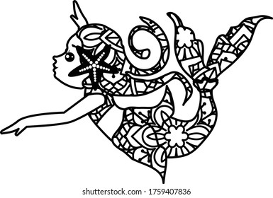 Mermaids out Of Mandala perfect for decor, card invitations, calendars, wall art, clothes, baby clothes, birthdays, nursery, baby shower, children, party, clothes, printing, crafts etc.