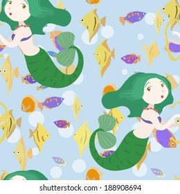 Mermaids seamless pattern