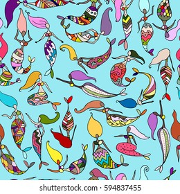 Mermaids sketch, seamless pattern for your design