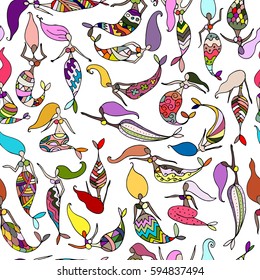 Mermaids sketch, seamless pattern for your design