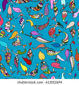 Mermaids sketch, seamless pattern for your design