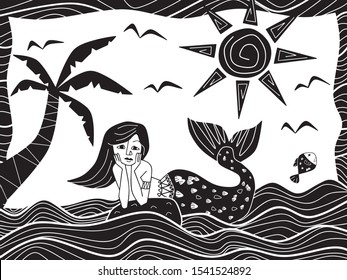 mermaids in the sun. cordel illustration