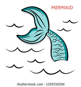 
Mermaid's tail hand drawing vector illustration