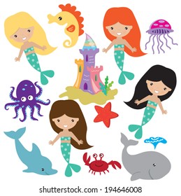 Mermaids vector illustration
