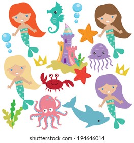 Mermaids vector illustration