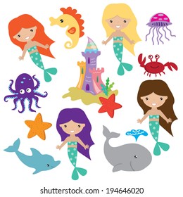 Mermaids vector illustration