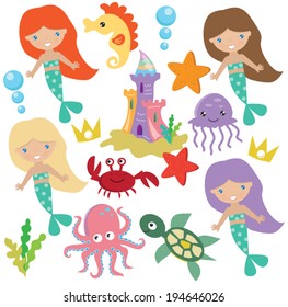 Mermaids vector illustration
