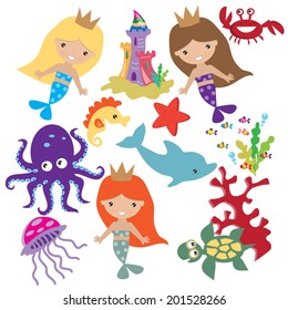Mermaids vector illustration