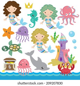 Mermaids vector illustration
