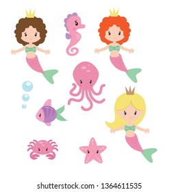 Mermaids vector illustration clip art
