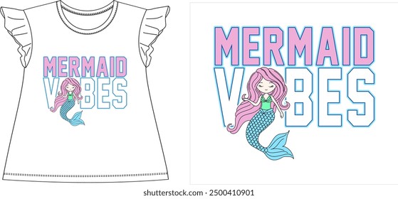 MERMAIDS VIBES T-Shirt Grafik Design Vektorgrafik 