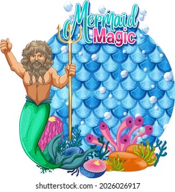 Merman-Kartonzeichen mit weißem, pastellfarbenem Banner, einzelne Illustration