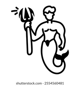 Merman creature icon in hand drawn style 

