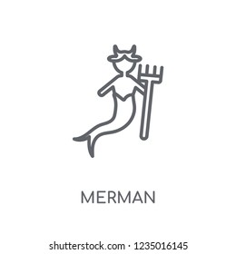 Merman linear icon. Modern outline Merman logo concept on white background from Fairy Tale collection. Suitable for use on web apps, mobile apps and print media.