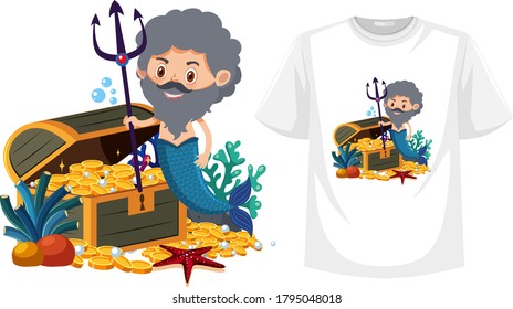 Merman on shirt mock up illustration