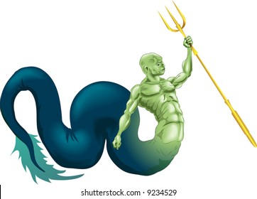 A merman type sea creature or the god Poseidon (Neptune) from classical mythology