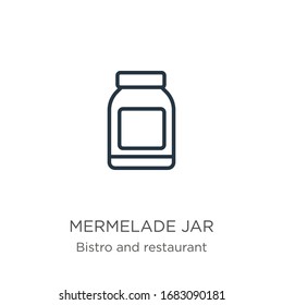 Mermelade jar icon. Thin linear mermelade jar outline icon isolated on white background from bistro and restaurant collection. Line vector sign, symbol for web and mobile