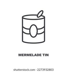 ícono de hojalata de mermelada. Icono de hojalata de mermelada de línea delgada de la colección de restaurantes. Vector de contorno aislado en fondo blanco. El símbolo editable de estaño de mermelada puede ser usado web y móvil