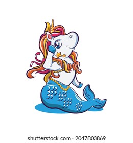 mermicorn cute vector illustration design