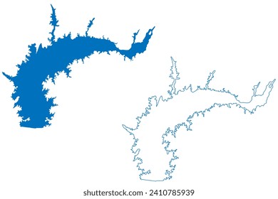 Merowe lake (Republic of the Sudan) map vector illustration, scribble sketch Reservoir Merowe High Multi-Purpose Hydro Project or Hamdab Dam map